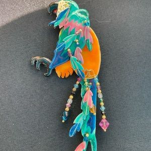 Lunch at the ritz vintage macaw pin / pendant. Signed . Fun piece